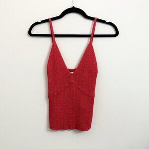 Zara Red Sleeveless Knit V Neck Tank Top - Sz XS